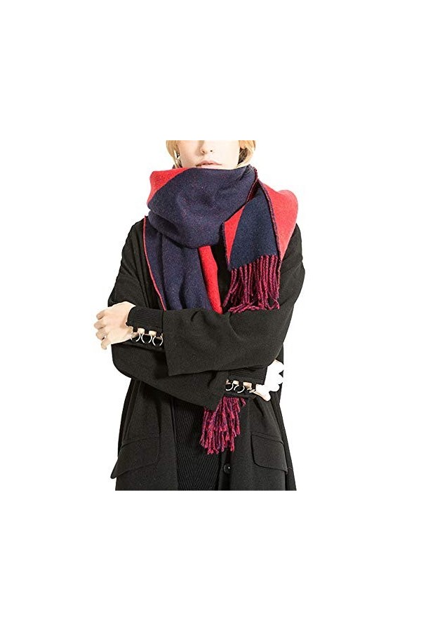 Femmes Poncho Écharpe Street Style Écharpe Double Face Étiquette De Couleur Unie Gland Épaissi Écharpe Chaude Mode Hiver Chau