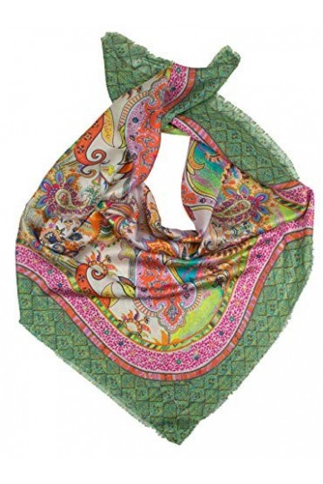 Shirin Sehan Écharpe pour femme Imprimé Elfie Écharpe Princesse Soie Multicolore Vert
