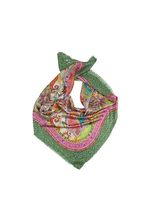 Shirin Sehan Écharpe pour femme Imprimé Elfie Écharpe Princesse Soie Multicolore Vert