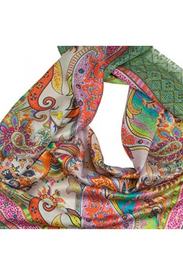 Shirin Sehan Écharpe pour femme Imprimé Elfie Écharpe Princesse Soie Multicolore Vert