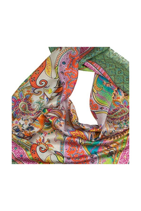 Shirin Sehan Écharpe pour femme Imprimé Elfie Écharpe Princesse Soie Multicolore Vert