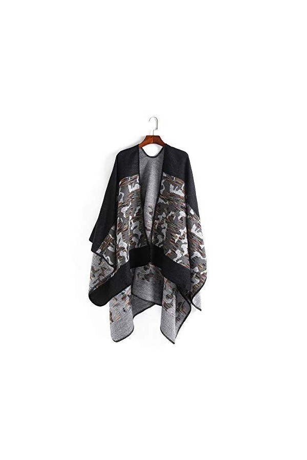 Femmes Poncho Écharpe Dames Cadeaux Automne et Hiver Street Style Camouflage Motif Split Châle Écharpe Chaude Mode Hiver Chau