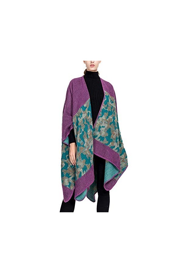 Femmes Poncho Écharpe Dames Cadeaux Automne et Hiver Street Style Camouflage Motif Split Châle Écharpe Chaude Mode Hiver Chau
