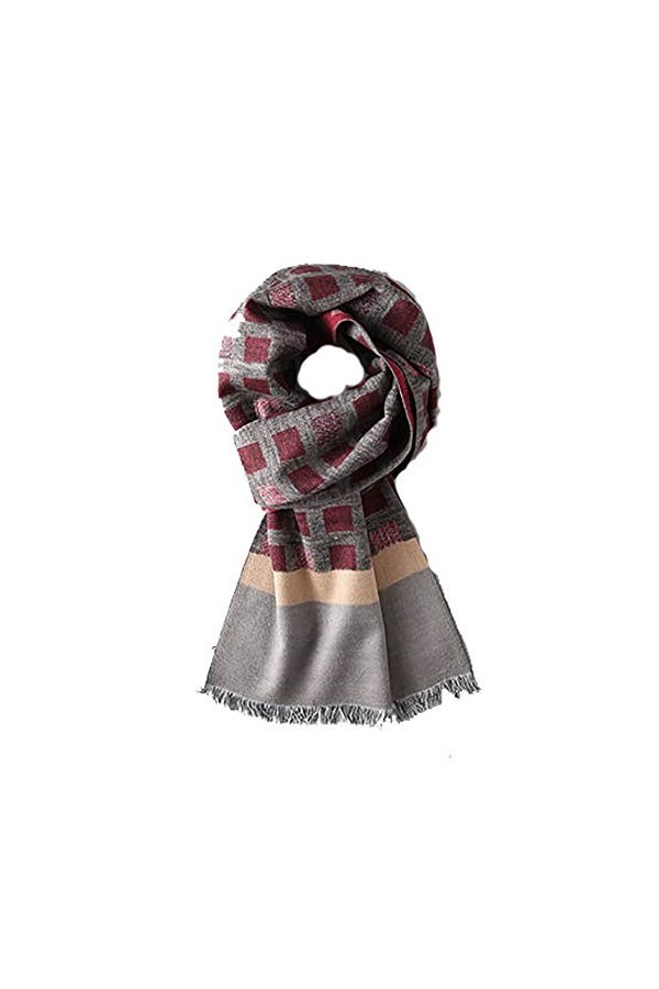 SLTO Écharpe à Carreaux à Carreaux à Franges Hiver épaissir Chaud, châle rectangulaire en Cachemire pour Femmes avec boîte-Ca