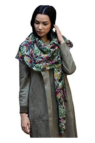 Écharpe pour femme Stola Printschal Juna, imprimé en laine, soie légère, 142 x 142 cm, multicolore