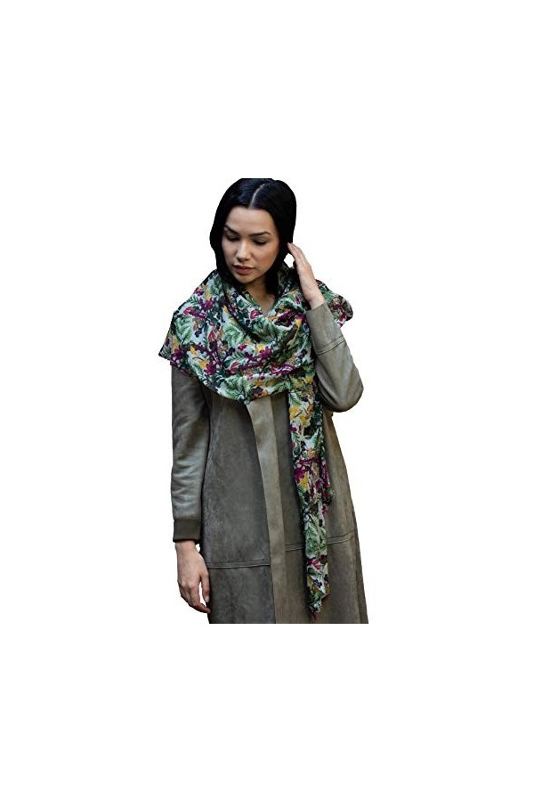 Écharpe pour femme Stola Printschal Juna, imprimé en laine, soie légère, 142 x 142 cm, multicolore