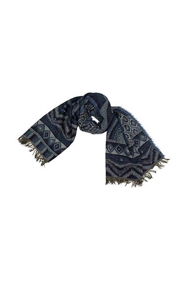 Shirin Sehan Écharpe tissée pour femme Rebana - Bleu - Multicolore - En laine - Écharpe à paillettes brodée à la main