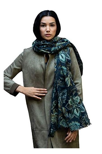 Écharpe pour femme Enya imprimée, multicolore, 100 % laine, franges, 100 x 200 cm