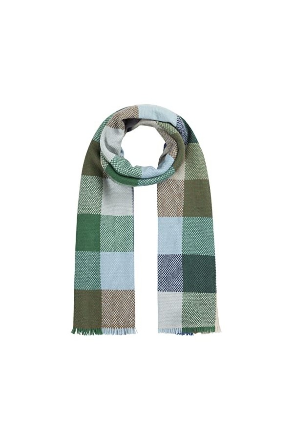 CODELLO Écharpe à carreaux en pure laine, bleu, taille unique