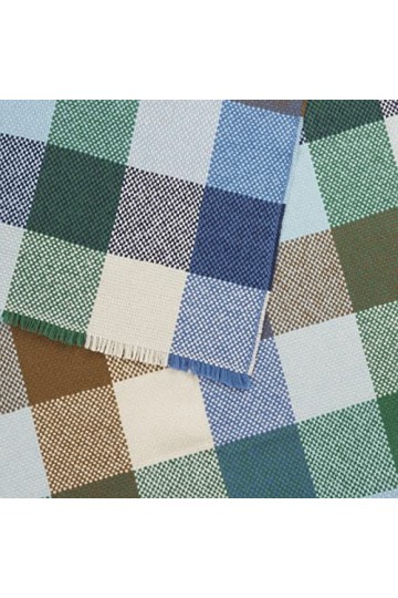 CODELLO Écharpe à carreaux en pure laine, bleu, taille unique