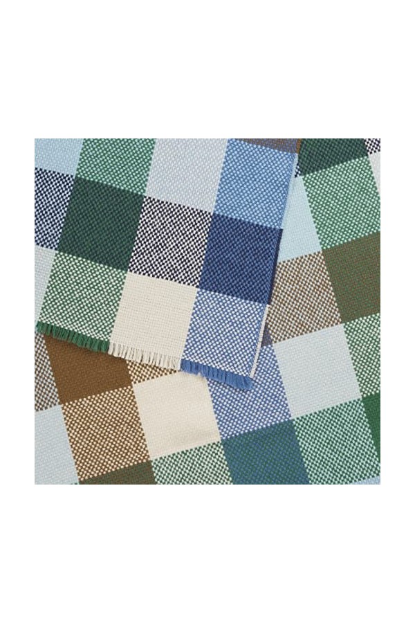 CODELLO Écharpe à carreaux en pure laine, bleu, taille unique