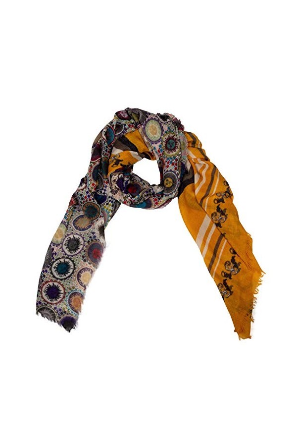 Shirin Sehan Écharpe en laine pour femme Imprimé Kira Doré 100 x 200 cm