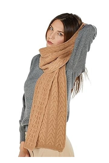 NEO B - CASHMERE | Écharpe | Tresse | 100 % Cachemire | Fil Cardiff | Unisexe | Fabriqué en Italie, marron, Taille unique