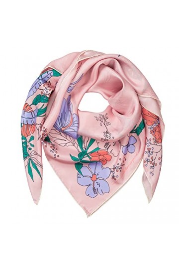 Becksöndergaard 2301650009-220 Maleia Sia Écharpe triangulaire en soie avec motif floral Rose 90 x 90 cm, Rose Blossom, B: 90