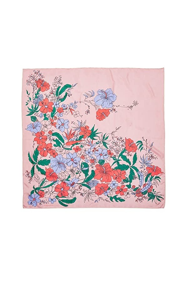 Becksöndergaard 2301650009-220 Maleia Sia Écharpe triangulaire en soie avec motif floral Rose 90 x 90 cm, Rose Blossom, B: 90