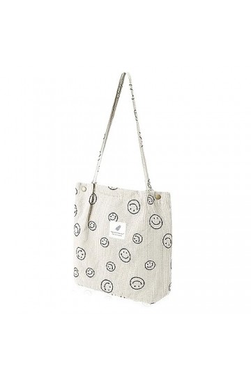 Sozakka Sac Fourre-tout en Velours Côtelé, Tote Bag Femme Chic, Sac Fourre Tout Bandouliere Toile, Sac Cabas Femme Tissu avec