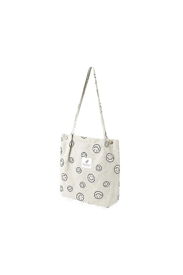 Sozakka Sac Fourre-tout en Velours Côtelé, Tote Bag Femme Chic, Sac Fourre Tout Bandouliere Toile, Sac Cabas Femme Tissu avec