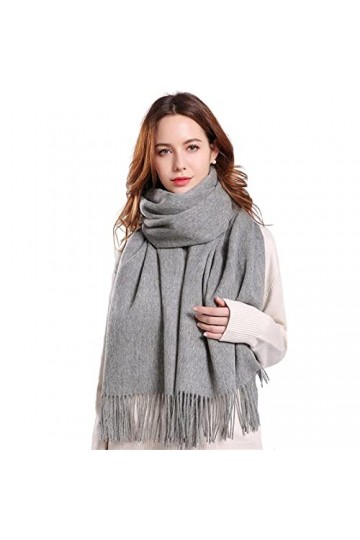 OVLAJ Echarpe Femme Cachemire Écharpe en Laine pour Les Femmes Écharpe Hivernale Épaissis Les Écharpes Chaudes-Grey,180X70Cm