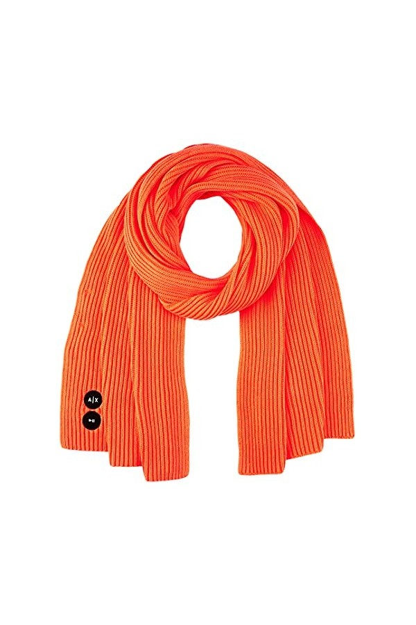 Armani Exchange Sustainable Cotton, Double Stamp écharpe, Orange, Taille Unique Femme
