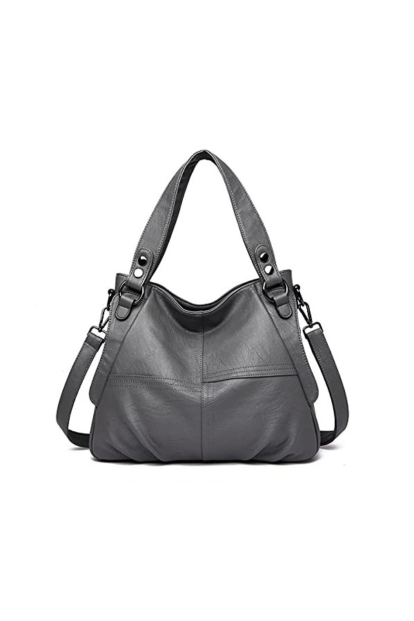 Monitika Sacs à main Femme Grande capacité cuir Sacs portés épaule Mode Sacs portés main Noir