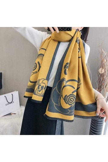 Femmes Cachemire Écharpe Hiver Pashmina Chaud Châles et Wraps Lady Imprimer Épais Couverture Cou Foulards Bufanda Couleur : 