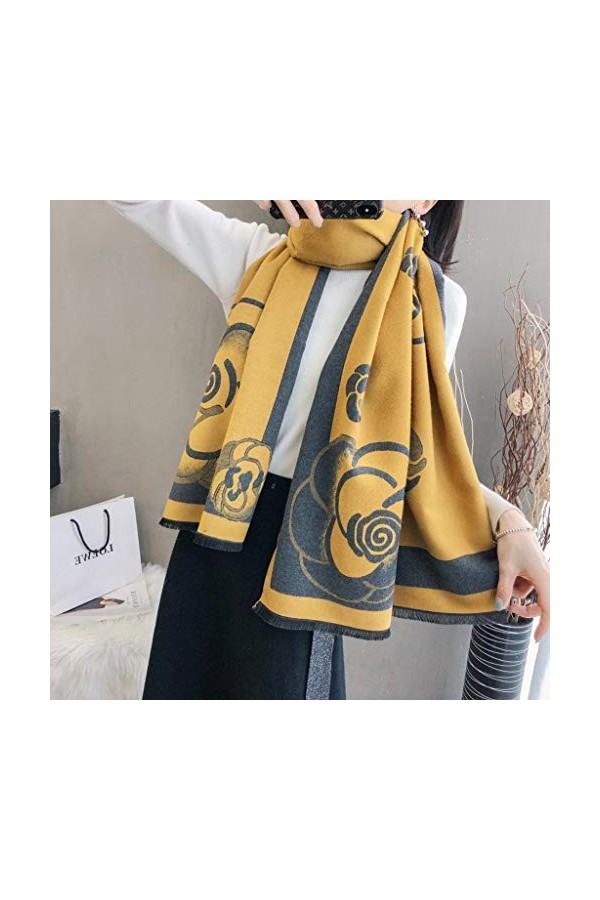 Femmes Cachemire Écharpe Hiver Pashmina Chaud Châles et Wraps Lady Imprimer Épais Couverture Cou Foulards Bufanda Couleur : 