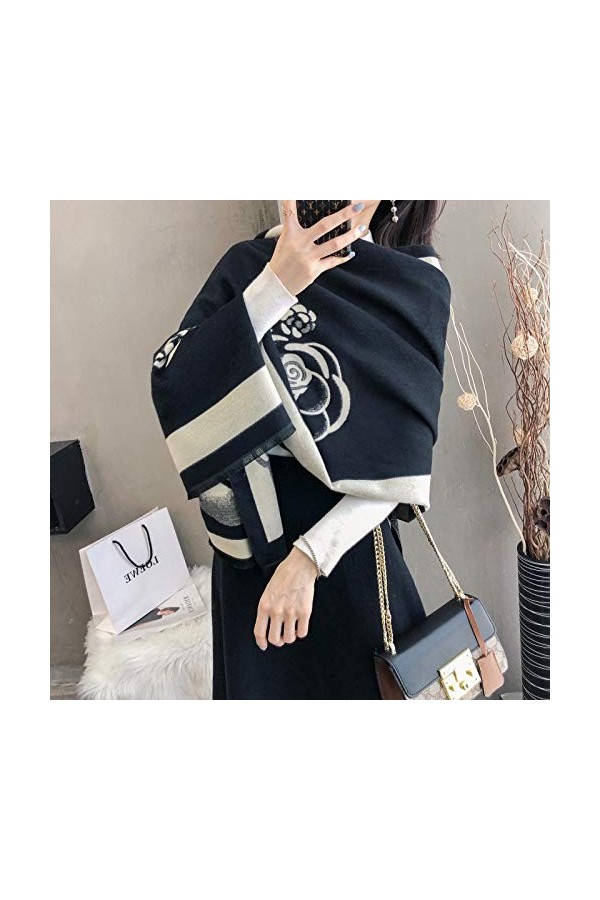 Femmes Cachemire Écharpe Hiver Pashmina Chaud Châles et Wraps Lady Imprimer Épais Couverture Cou Foulards Bufanda Couleur : 