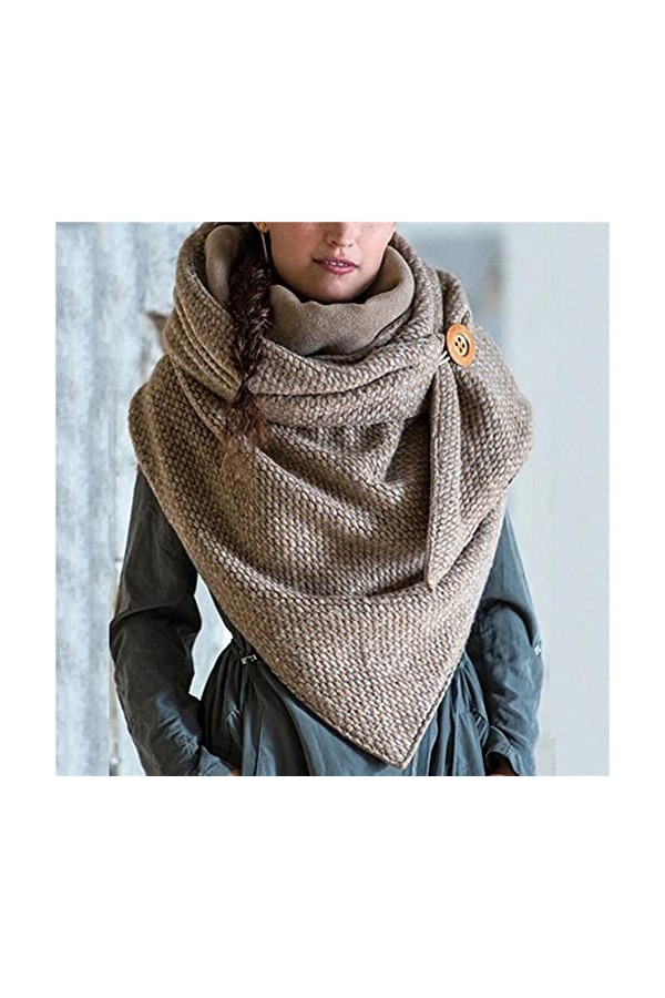 Écharpe Hiver Femmes Écharpe Couleur Unie À Pois Impression Bouton Sac Doux Casual Chaud Écharpe Châle Écharpe-Jaune,Taille U