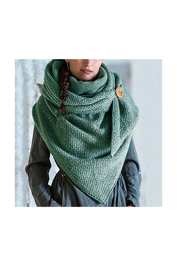 Écharpe Hiver Femmes Écharpe Couleur Unie À Pois Impression Bouton Sac Doux Casual Chaud Écharpe Châle Écharpe-Jaune,Taille U