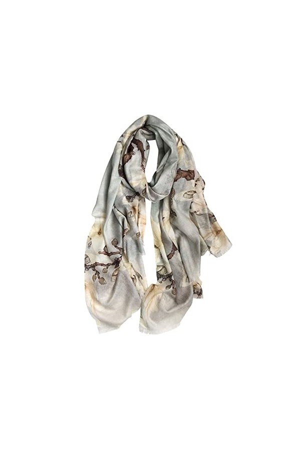 SISWIM Écharpe Chale Femme Écharpe élégante et délicate Châle en Laine Douce et Confortable Beau Motif de Magnolia Plus Longu