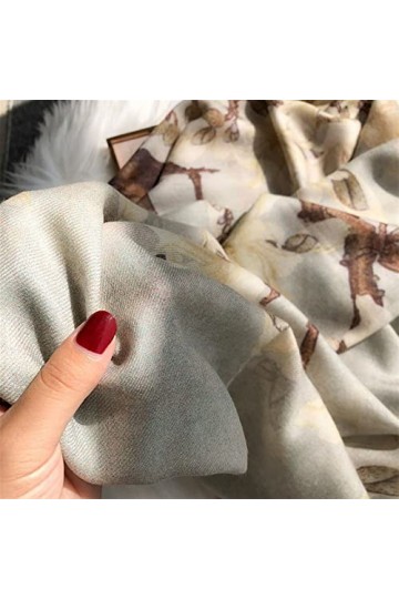 SISWIM Écharpe Chale Femme Écharpe élégante et délicate Châle en Laine Douce et Confortable Beau Motif de Magnolia Plus Longu