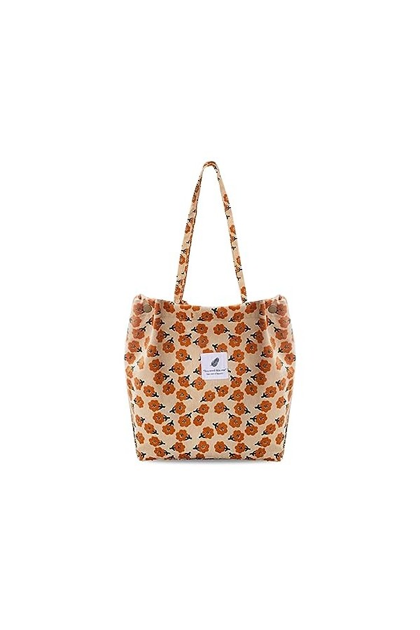 Sozakka Sac Fourre-tout en Velours Côtelé, Tote Bag Femme Chic, Sac Fourre Tout Bandouliere Toile, Sac Cabas Femme Tissu avec