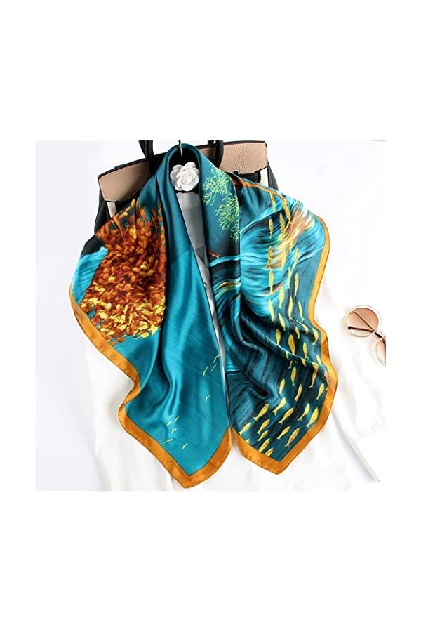 DAONPHARI Écharpe, Écharpe Longue, Châle, Écharpe carrée, Écharpe en Soie, Écharpe Femme 90x90, Écharpe, All-Match Printemps 