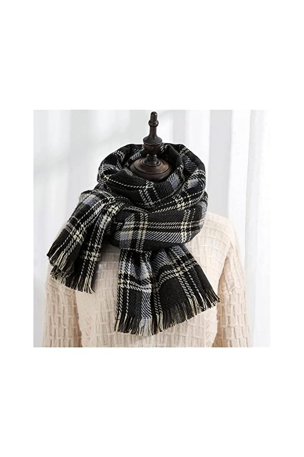 écharpe 2021 Écharpe à Carreaux Double Face de Style coréen Femme Hiver 2021 Laine de Noël Cape à Gland Femme Écharpe Chaude 