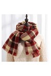 écharpe 2021 Écharpe à Carreaux Double Face de Style coréen Femme Hiver 2021 Laine de Noël Cape à Gland Femme Écharpe Chaude 