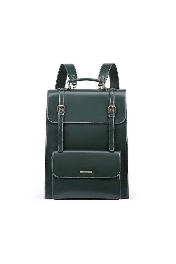 ECOSUSI Sac Cartable Femme Cuir PU Sac à Dos Ordinateur Portable 15,6 Pouces Grand Sacs Portés Main pour Dame Étudiante Ville