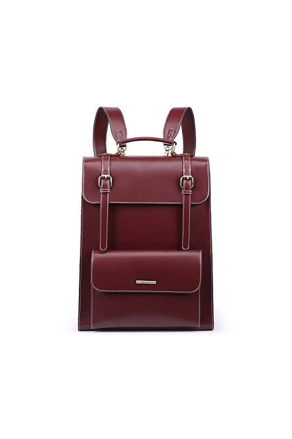 ECOSUSI Sac Cartable Femme Cuir PU Sac à Dos Ordinateur Portable 15,6 Pouces Grand Sacs Portés Main pour Dame Étudiante Ville