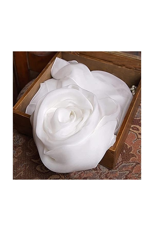 Écharpe Femme 100% Soie Écharpe Femme Blanc Solide Couleur Pure Soie Écharpe Dames Mousseline de Soie Châle en Soie Blanc 20