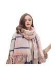 OVLAJ Echarpe Femme Hiver Foulards en Laine pour Femmes Les Glaises Chaudes dautomne dhiver Châles-Pink,180X70Cm