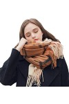 OVLAJ Echarpe Femme Hiver Foulards en Laine pour Femmes Les Glaises Chaudes dautomne dhiver Châles-Pink,180X70Cm