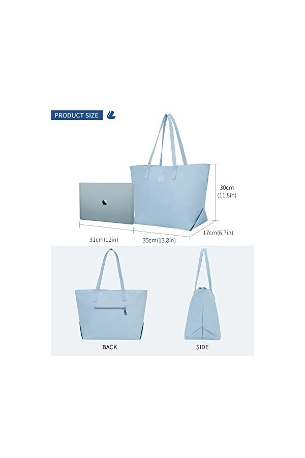 LIVACASA Sac a Main Femme, 19.3 Inch Grande Capacité Résistante à lEau Sac Cabas avec Zip et Poches,Décontractée Sac a Main 