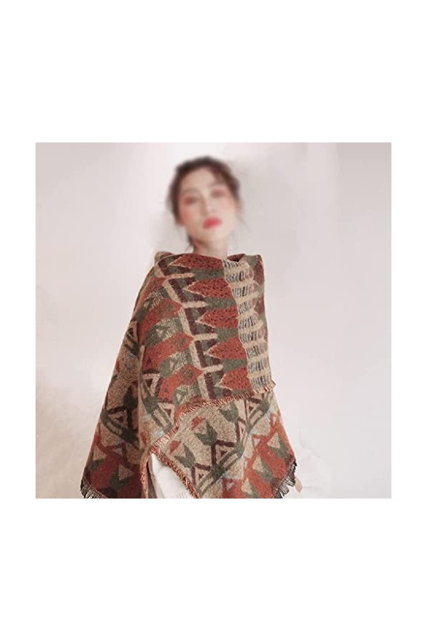 Châle Femme Épaissie Écharpe Hiver Chaud Écharpe Femme Châle Confortable Doux Décontracté Couleur : Rouge， Taille : 21070cm 