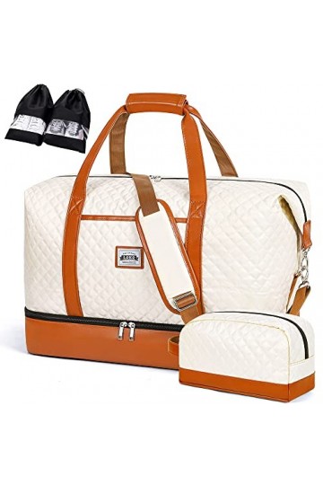 Lekespring Sac De Voyage Femme 50L | Sac Weekend Femme avec Compartiment Étanche Séparé - avec 1 Trousse De Toilette Et 2 Étu