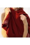 Echarpe Femme Agneau velours en laine mélangée Châle Mesdames Automne et Hiver Solide Couleur Écharpe sauvage Dossard rouge P