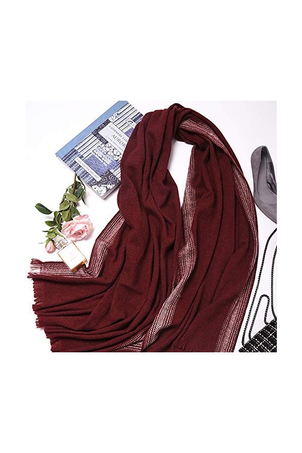 Echarpe Femme Agneau velours en laine mélangée Châle Mesdames Automne et Hiver Solide Couleur Écharpe sauvage Dossard rouge P