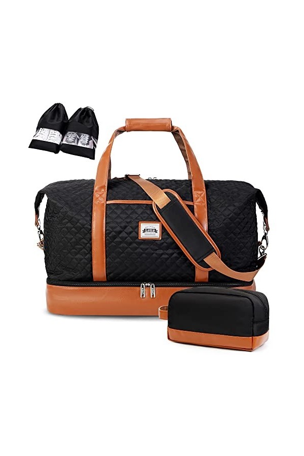 Lekespring Sac De Voyage Femme 50L | Sac Weekend Femme avec Compartiment Étanche Séparé - avec 1 Trousse De Toilette Et 2 Étu