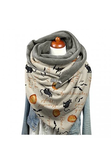 Écharpe pour hommes Écharpe pour femmes fines Halloween Hiver Bouton dimpression Doux Enveloppement Décontracté Écharpes Cha