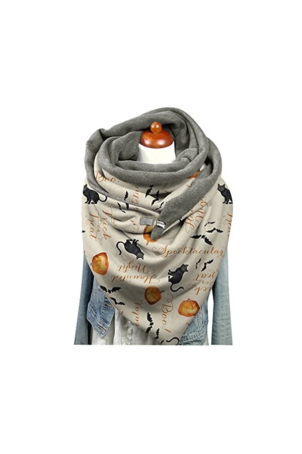 Écharpe pour hommes Écharpe pour femmes fines Halloween Hiver Bouton dimpression Doux Enveloppement Décontracté Écharpes Cha