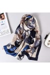 Echarpe Foulard Femme en Soie Châle, Léger Écharpe Elégante Mode Candy Couleur Impression, Hypoallergénique Exquis Cadeau Pla