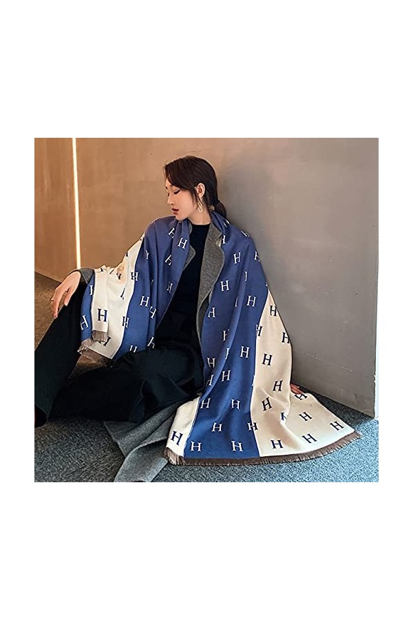 Samnuerly Foulard en Soie Automne et Hiver Chaleur écharpe épaisse Femmes Mode Sauvage écharpe Double Face châle-Camel